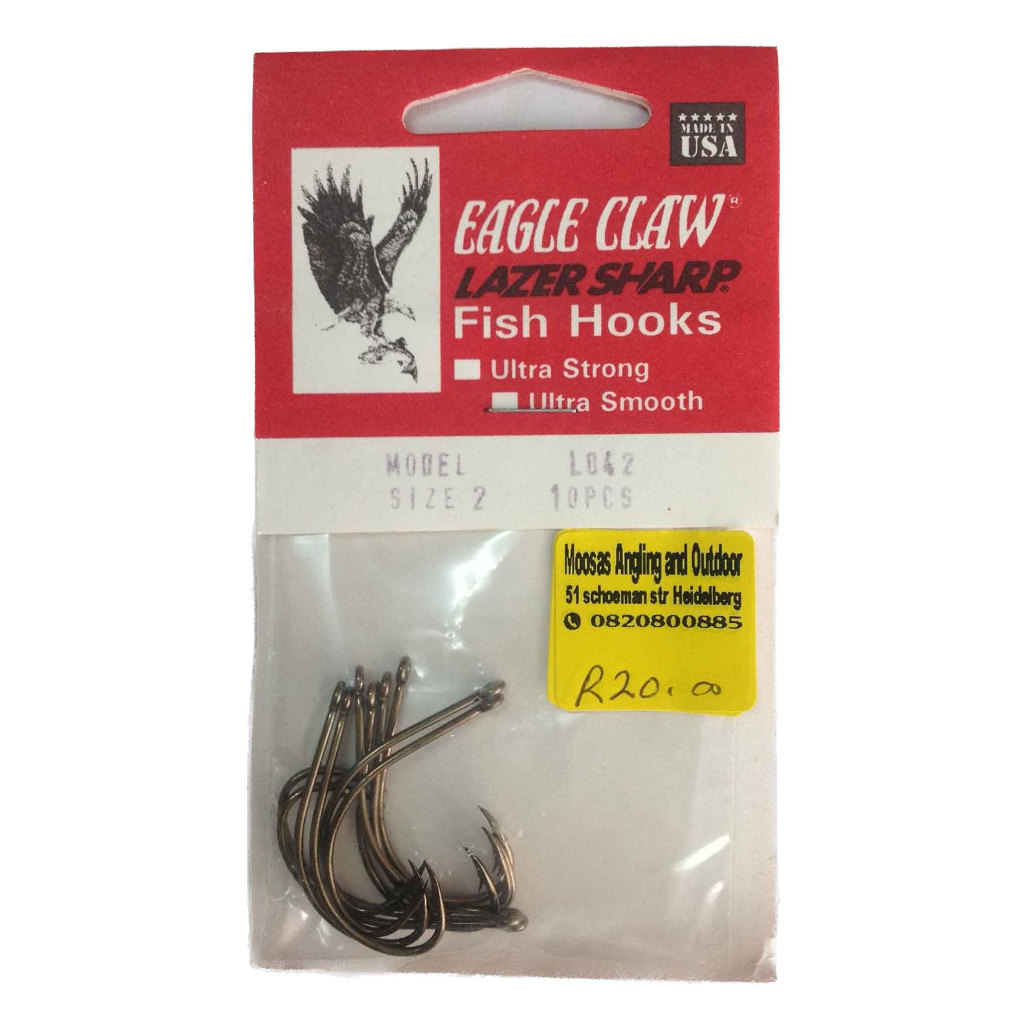 EAGLE CLAW LAZER SHARP FISH HOOKS MODEL 2 10 PCS - Moosa's Angling And  Outdoor